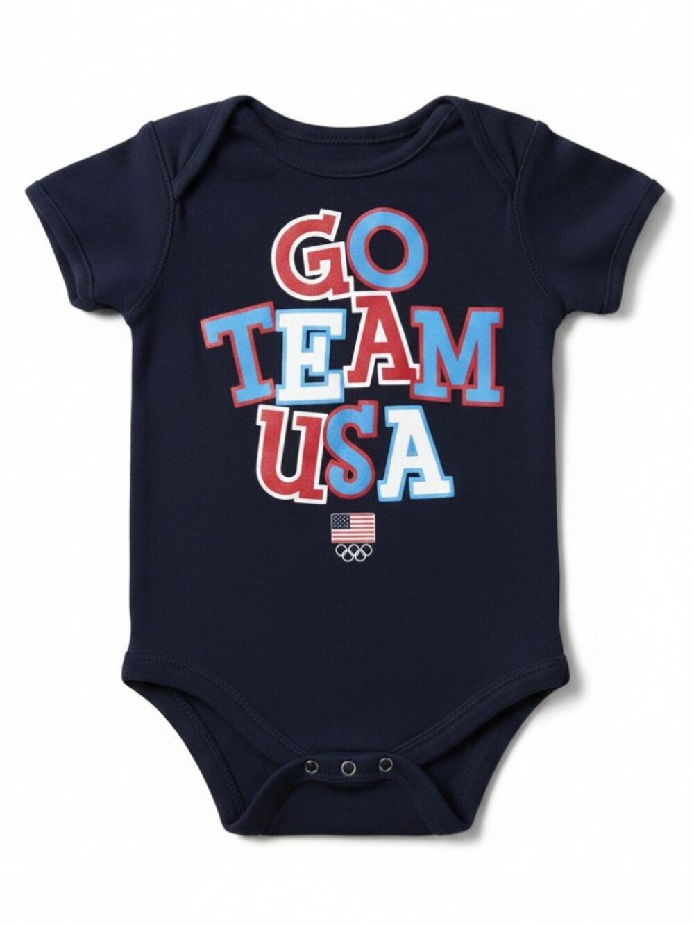 4/$12 💥♻ Team Apparel  Infant Navy "Go Team USA" Bodysuit | Size 6-9m | 084